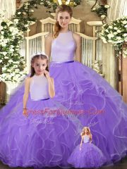 Lavender Sleeveless Ruffles Floor Length Vestidos de Quinceanera