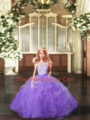 Lavender Sleeveless Ruffles Floor Length Vestidos de Quinceanera