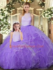 Lavender Sleeveless Ruffles Floor Length Vestidos de Quinceanera