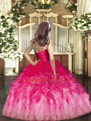 Floor Length Red and Multi-color Little Girls Pageant Gowns Tulle Sleeveless Ruffles