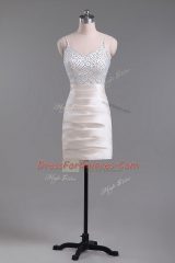 Mini Length Champagne Teens Party Dress Straps Sleeveless Side Zipper