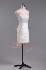 Mini Length Champagne Teens Party Dress Straps Sleeveless Side Zipper