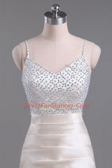 Mini Length Champagne Teens Party Dress Straps Sleeveless Side Zipper