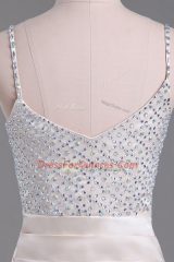 Mini Length Champagne Teens Party Dress Straps Sleeveless Side Zipper