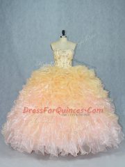 Custom Fit Multi-color Lace Up Sweet 16 Dresses Beading and Ruffles Sleeveless Floor Length