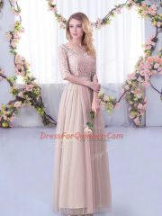 Custom Fit Off The Shoulder Half Sleeves Tulle Dama Dress Lace and Belt Side Zipper