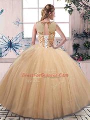 Lilac Vestidos de Quinceanera Military Ball and Sweet 16 and Quinceanera with Beading Scoop Sleeveless Lace Up