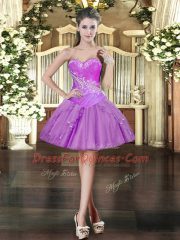 Best Sweetheart Sleeveless Organza Prom Party Dress Beading and Ruffles Lace Up