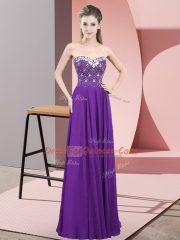 Floor Length Empire Sleeveless Purple Prom Dress Zipper