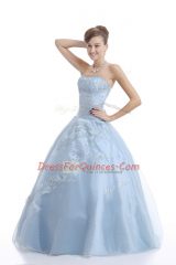 Exquisite Sweetheart Sleeveless Organza Quinceanera Gown Embroidery Lace Up