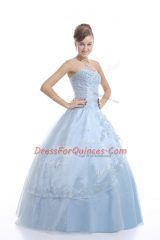 Exquisite Sweetheart Sleeveless Organza Quinceanera Gown Embroidery Lace Up