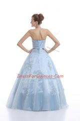 Exquisite Sweetheart Sleeveless Organza Quinceanera Gown Embroidery Lace Up