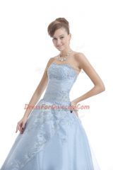 Exquisite Sweetheart Sleeveless Organza Quinceanera Gown Embroidery Lace Up