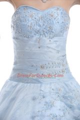 Exquisite Sweetheart Sleeveless Organza Quinceanera Gown Embroidery Lace Up