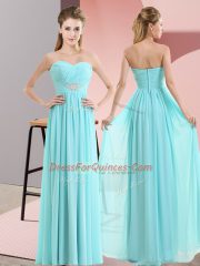 Exquisite Chiffon Sweetheart Sleeveless Zipper Beading Prom Party Dress in Baby Blue