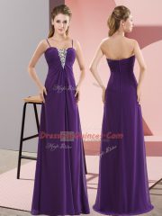 Classical Chiffon Sleeveless Floor Length Prom Gown and Beading