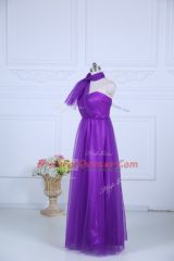 Halter Top Sleeveless Zipper Damas Dress Eggplant Purple Tulle