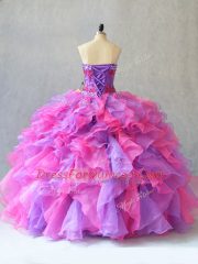 Stylish Multi-color Organza Lace Up Sweetheart Sleeveless Quinceanera Gown Beading and Ruffles