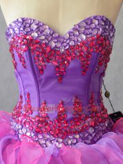 Stylish Multi-color Organza Lace Up Sweetheart Sleeveless Quinceanera Gown Beading and Ruffles