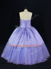 Ball Gowns Quinceanera Dresses Lavender Scoop Tulle Sleeveless Floor Length Lace Up