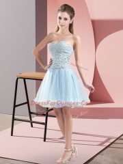 Custom Designed Light Blue Sweetheart Zipper Beading Prom Evening Gown Sleeveless