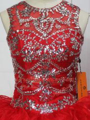 Delicate Sleeveless Lace Up Floor Length Ruffles and Sequins Quinceanera Dress