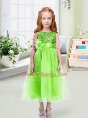 Scoop Zipper Sequins and Hand Made Flower Toddler Flower Girl Dress Sleeveless