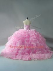 Sleeveless Beading and Ruffles Lace Up Sweet 16 Dresses
