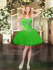 Sleeveless Lace Up Mini Length Beading and Ruffles and Pick Ups Prom Gown