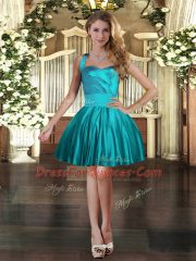 Satin Sleeveless Mini Length Prom Gown and Ruching