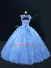Tulle and Sequined Sleeveless Ball Gown Prom Dress and Beading