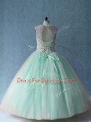 Glorious Scoop Sleeveless Tulle Quinceanera Dresses Beading Lace Up