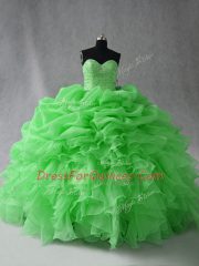 Custom Made Sleeveless Organza Lace Up Ball Gown Prom Dress for Sweet 16 and Quinceanera