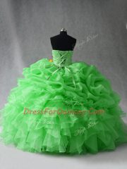 Custom Made Sleeveless Organza Lace Up Ball Gown Prom Dress for Sweet 16 and Quinceanera