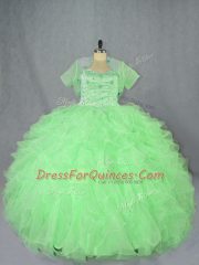 Ball Gowns Sweet 16 Dress Sweetheart Organza Sleeveless Floor Length Lace Up