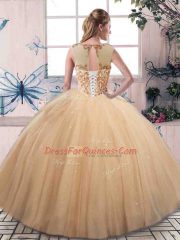 Noble Lavender Lace Up Scoop Beading Quinceanera Dresses Tulle Sleeveless