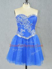 Hot Sale Blue Sweetheart Lace Up Beading Prom Gown Sleeveless