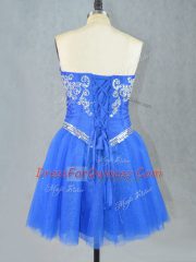 Hot Sale Blue Sweetheart Lace Up Beading Prom Gown Sleeveless