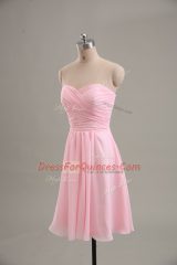 Sweetheart Sleeveless Chiffon Homecoming Dress Ruching Zipper