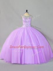 Lavender Sleeveless Floor Length Sequins Zipper Quinceanera Dress