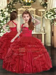 Exquisite Sleeveless Lace Up Floor Length Ruffles Kids Formal Wear