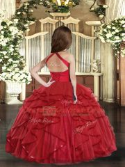 Exquisite Sleeveless Lace Up Floor Length Ruffles Kids Formal Wear