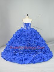 Hot Selling Sweetheart Sleeveless Organza and Elastic Woven Satin Vestidos de Quinceanera Beading and Pick Ups Brush Train Lace Up