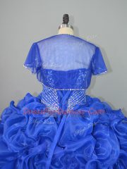 Hot Selling Sweetheart Sleeveless Organza and Elastic Woven Satin Vestidos de Quinceanera Beading and Pick Ups Brush Train Lace Up