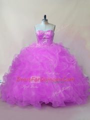 High Quality Sleeveless Lace Up Floor Length Beading and Ruffles 15th Birthday Dress