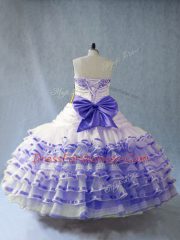 Eye-catching Ball Gowns Ball Gown Prom Dress Lavender Sweetheart Organza Sleeveless Floor Length Lace Up