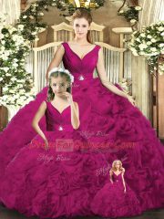 Spectacular Floor Length Ball Gowns Sleeveless Fuchsia Sweet 16 Dresses Backless