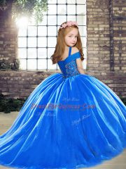 Classical Straps Sleeveless Lace Up Beading Girls Pageant Dresses in Lilac