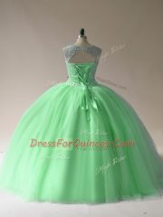 Flare Scoop Lace Up Beading Sweet 16 Quinceanera Dress Sleeveless
