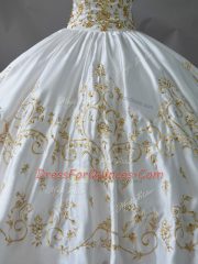 Custom Designed Sweetheart Sleeveless Lace Up Quinceanera Gowns White Satin